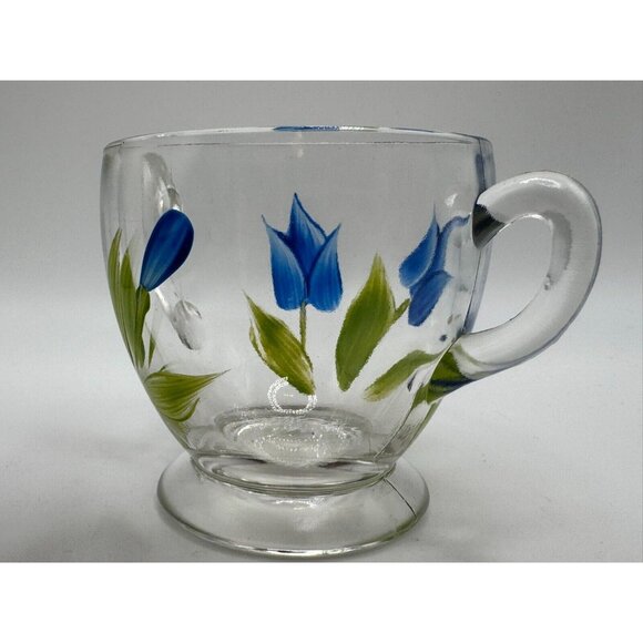 Vintage Bartlett Collins Sugar Bowl Blue Tulips Flowers Gay Fad 50s Vintage - Picture 3 of 6